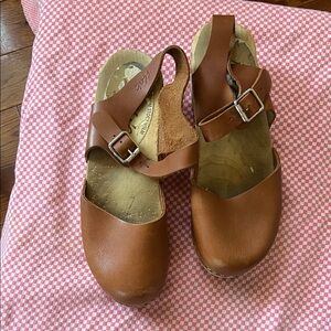 Lotta’s Swedish -Brown Women Leather Slingback Sandals with Buckle Strap